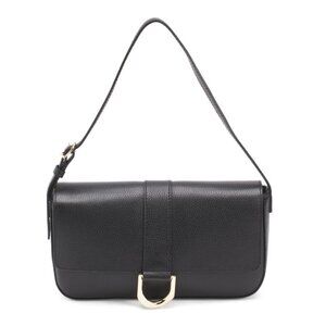 DIVINA FIRENZE Nero Made In Italy Leather Shoulder Bag With Round Hardware